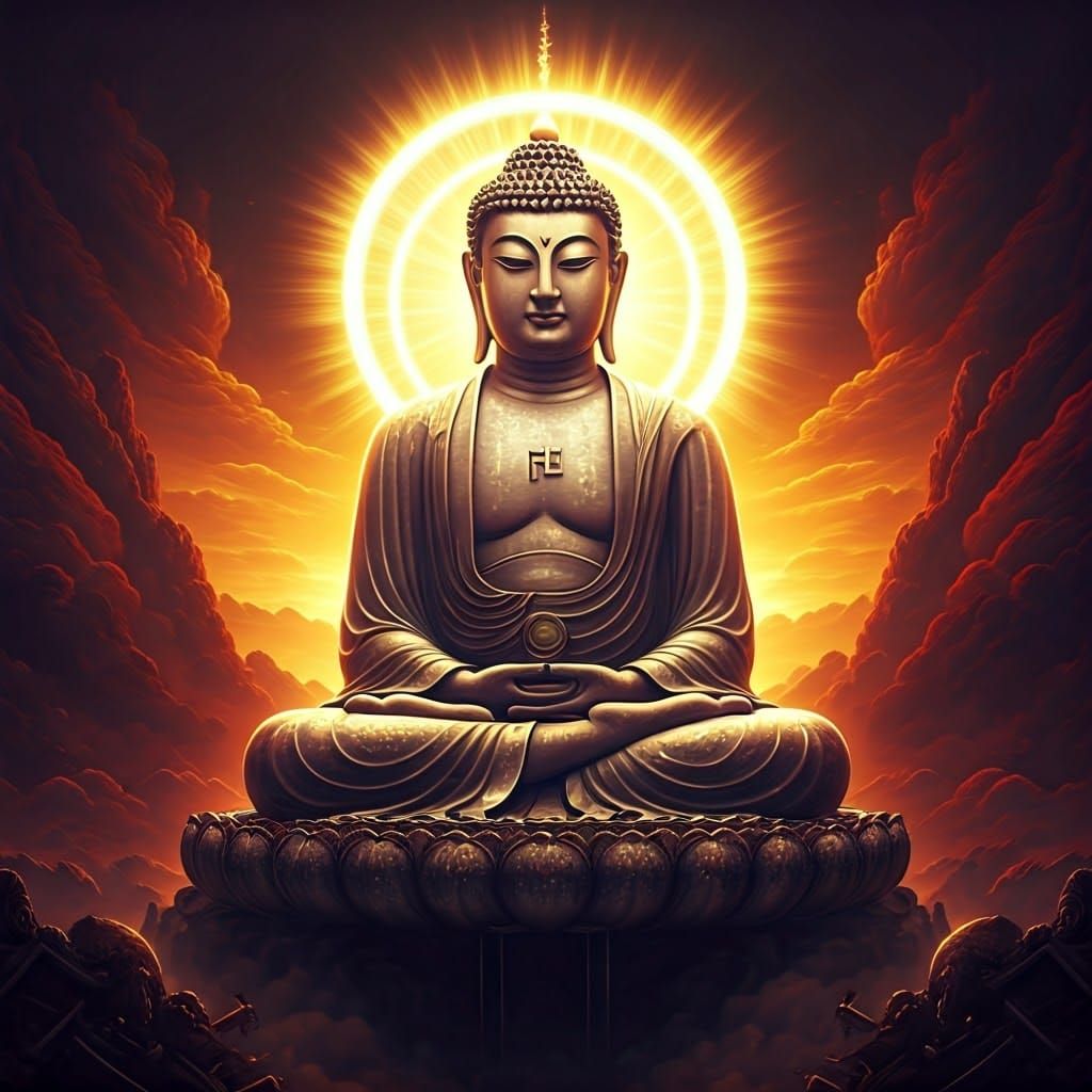 Buddha Radiates Divine Aura in an Epic Cinematic Landscape