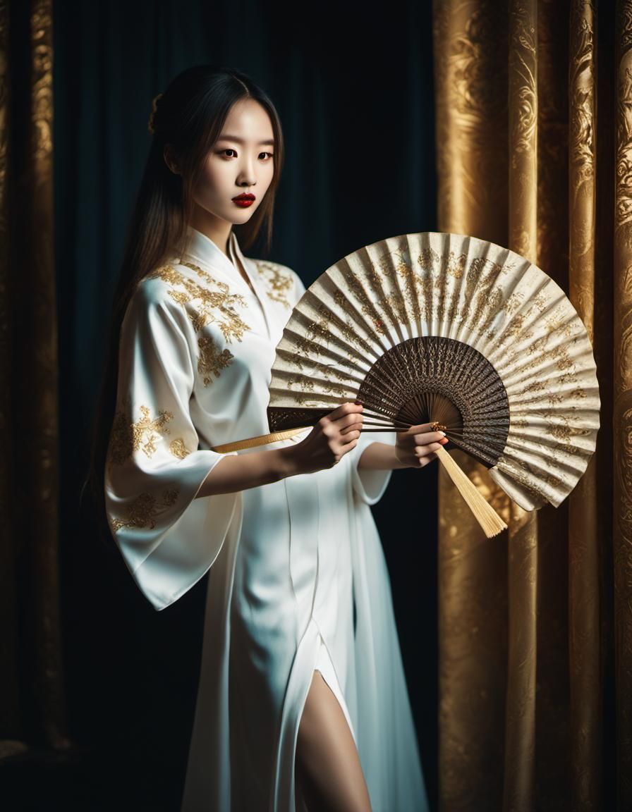 white dress golden embroidery