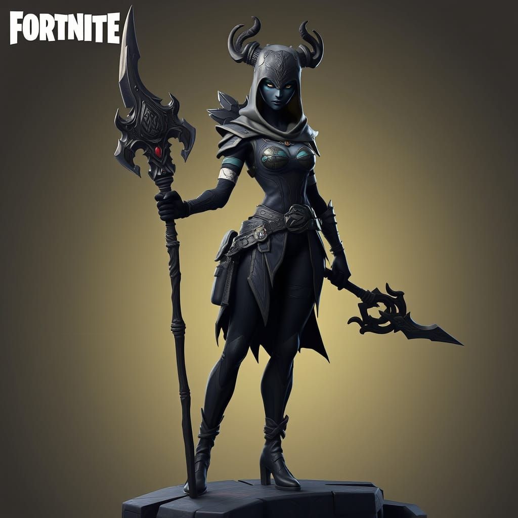 Dark Fantasy Girl in Fortnite Skin Style