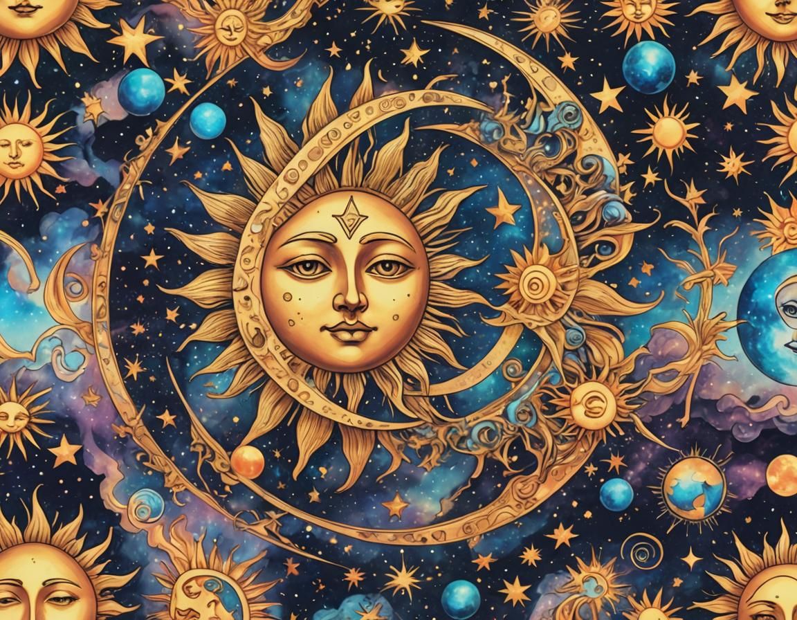 sun, moon, and stars aesthetic