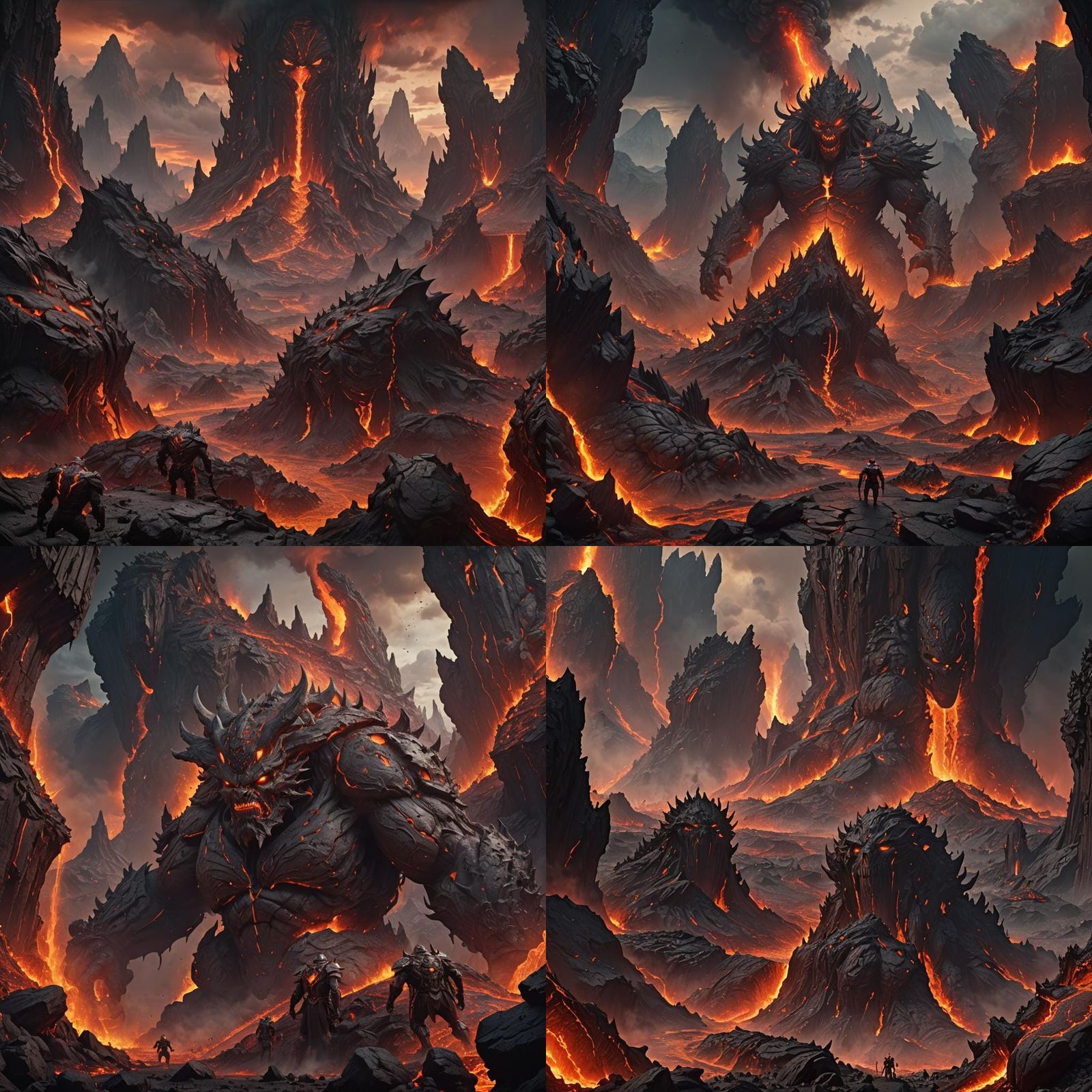 Gargantuan lava titans in a dramatic landscape of Hell. - AI Generated ...