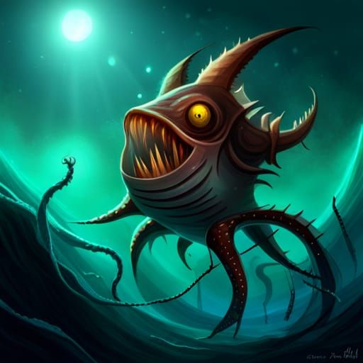 A angler fish that turned CTHULHU DEEP OCEAN - AI Generated Artwork ...