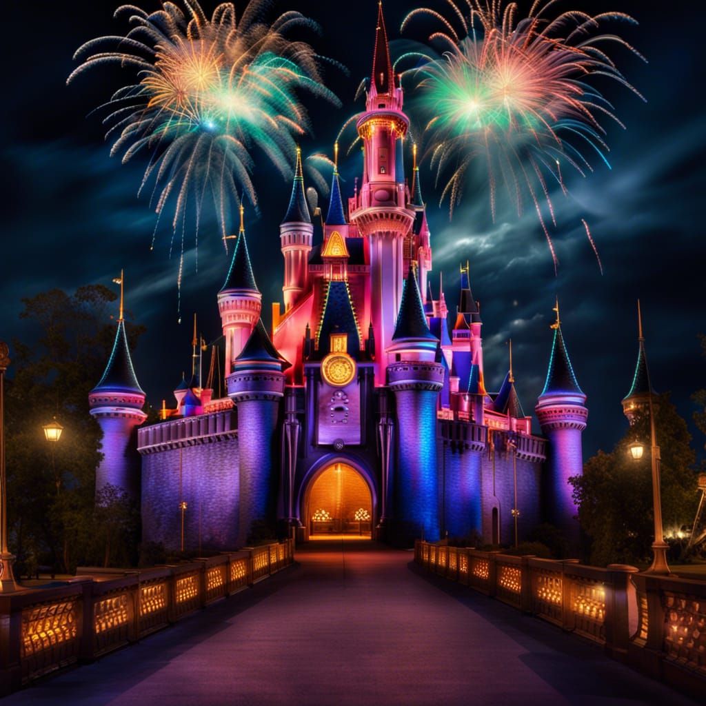 Disney Castle At Night - AI Generated Artwork - NightCafe Creator