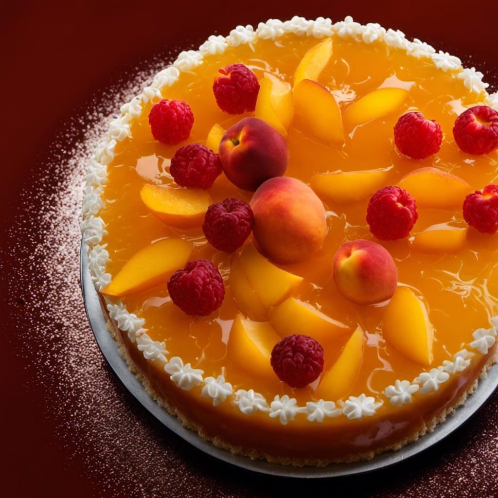 "Japanese peach Jello cake" "Professional photography, highly detailed
