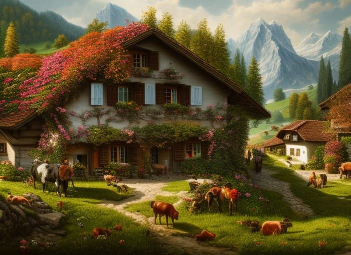 traditional swiss farm