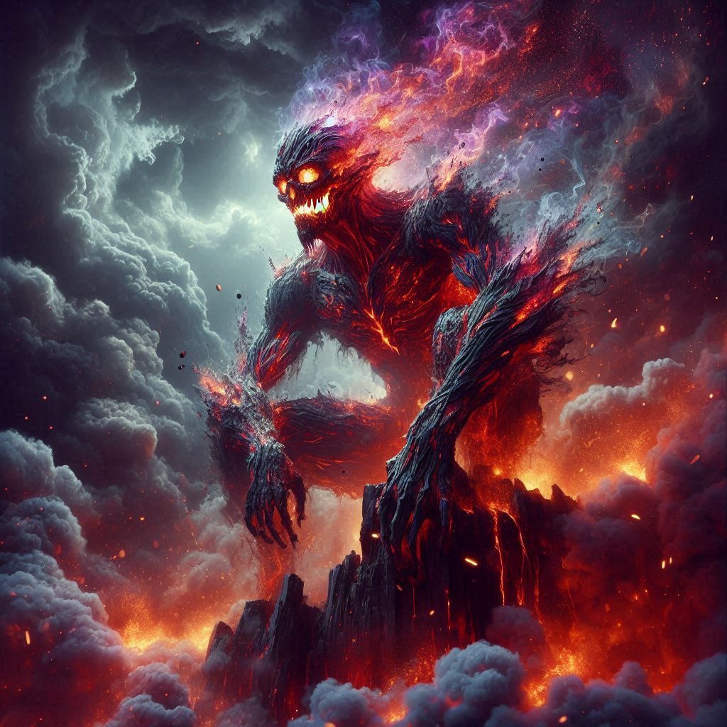 יצור עשן ואש אדיר יושב ביקום בניחותא מרהיב עוצמתי ..