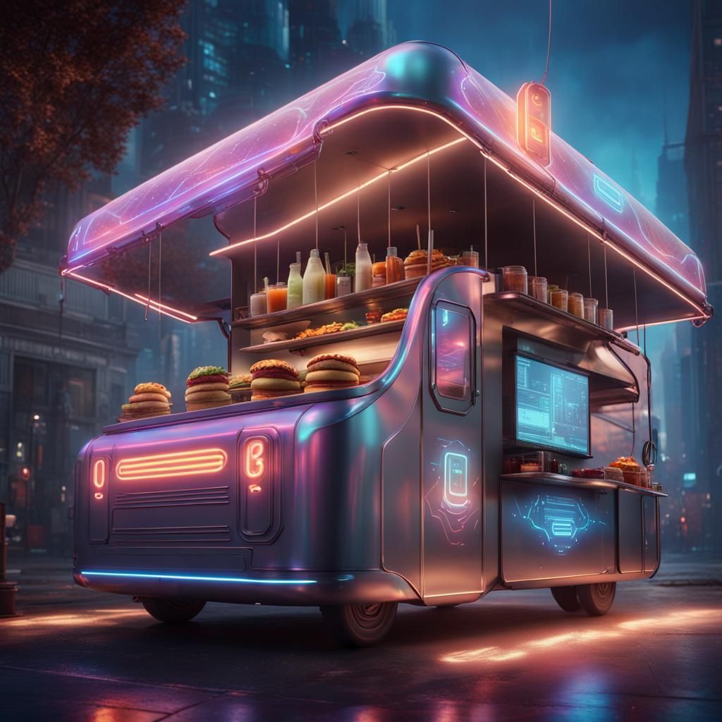 Futuristic foodtruck - AI Generated Artwork - NightCafe Creator