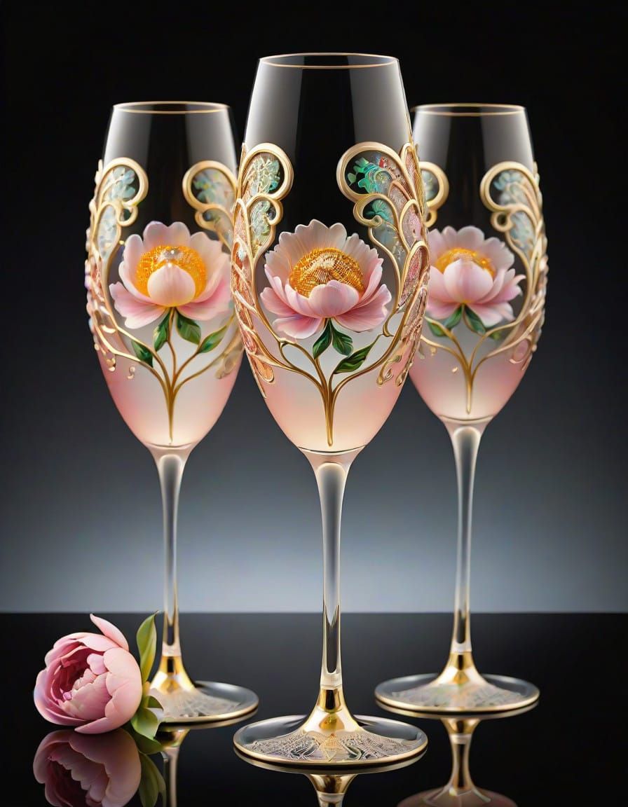 Floral champagne flutes  by @AnaRiaen