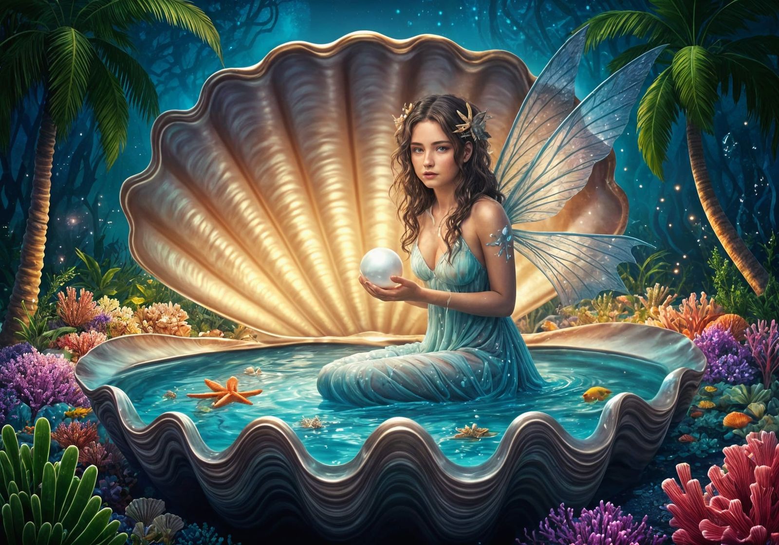 Clam Fairy of the Oceanic realm  by @Fiona Etkin 1974 