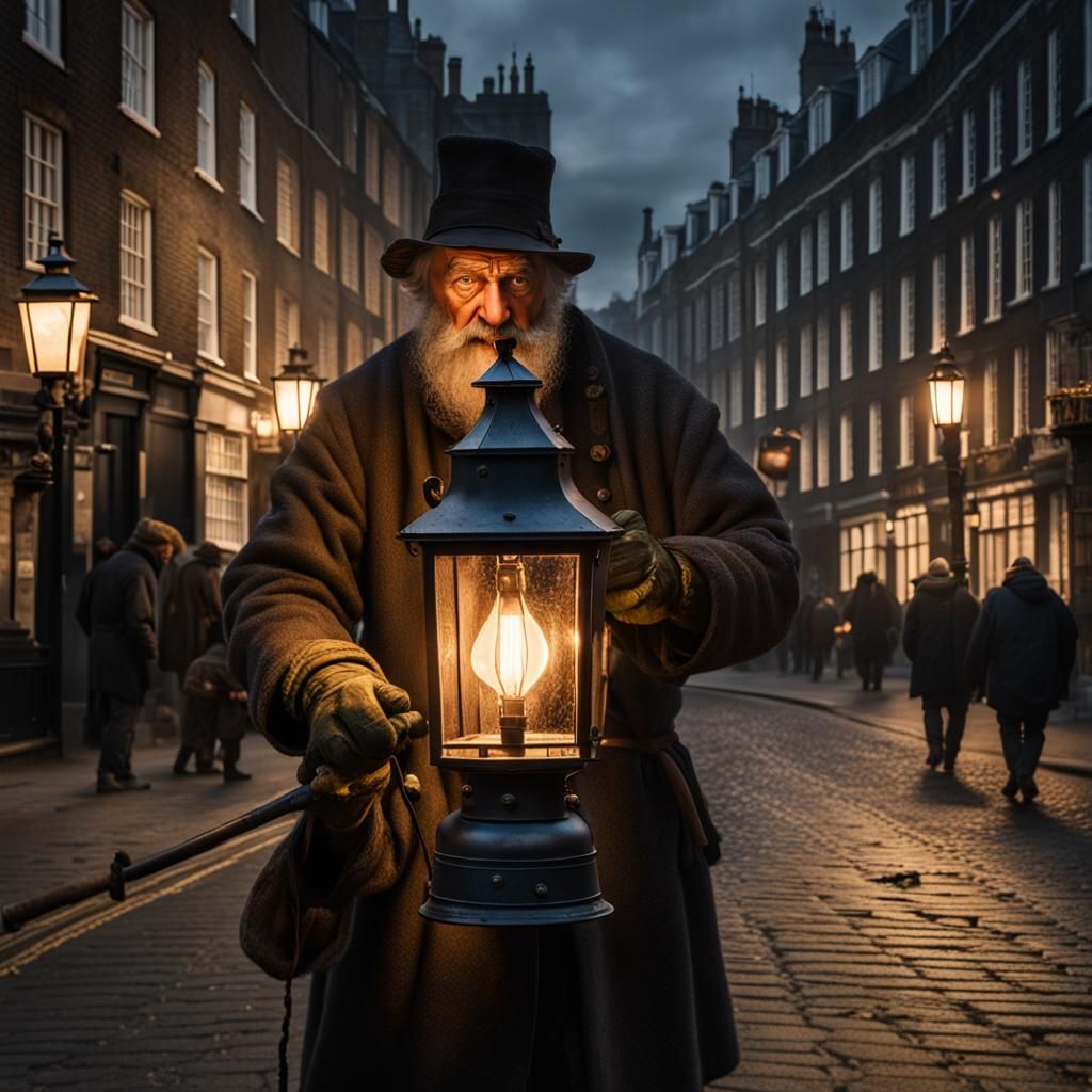 Lamplighter making rounds 2 - AI Generated Artwork - NightCafe Creator