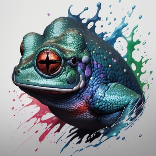 Vibrant Amazonian Tree Frog Hyper Realistic Portrait