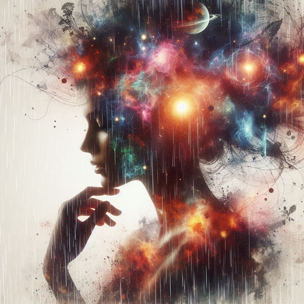 double exposure beautiful fantasy portrait landscape..