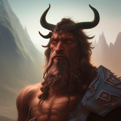 human 
man with horns