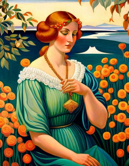 a woman, by Elenore Abbott, fantastic, Elaborate, Mythology,...
