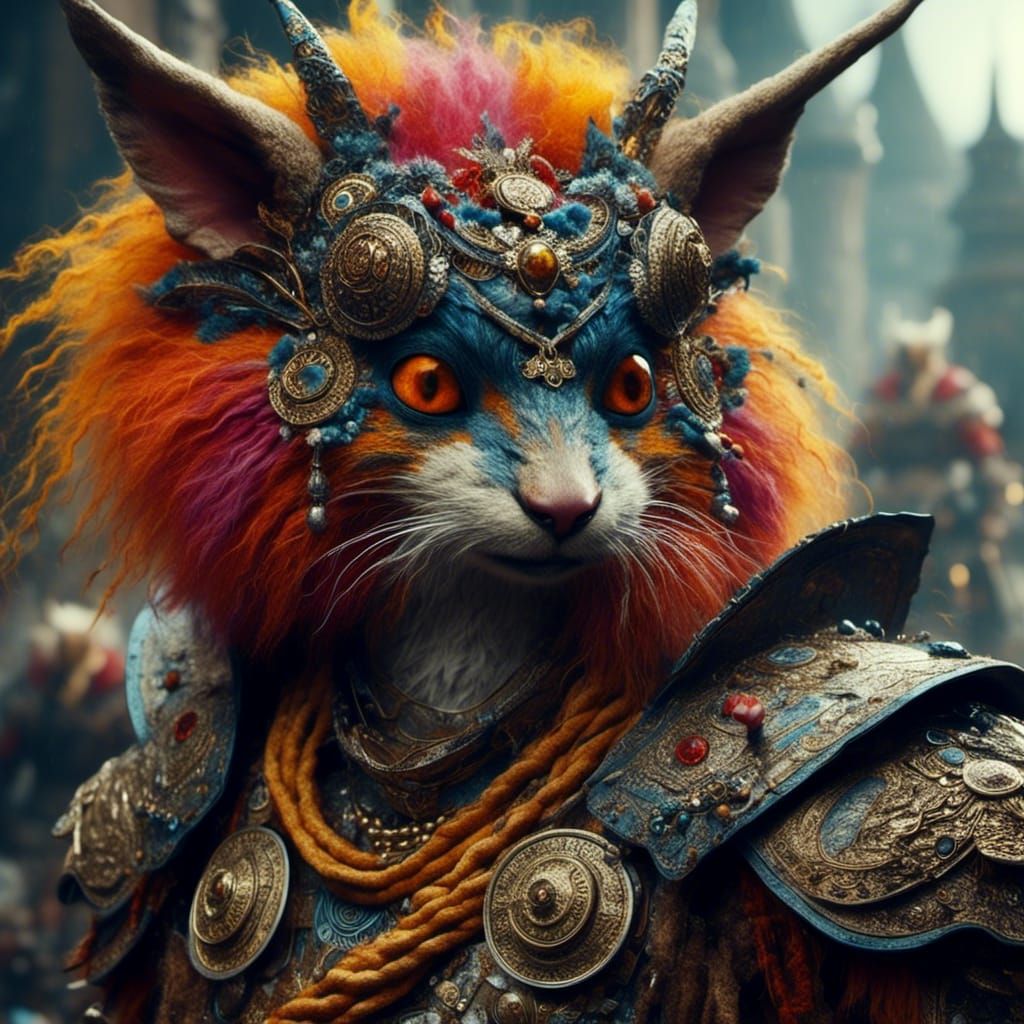 Anthropomorphic Battle Creature in Anime Fantasycore Style