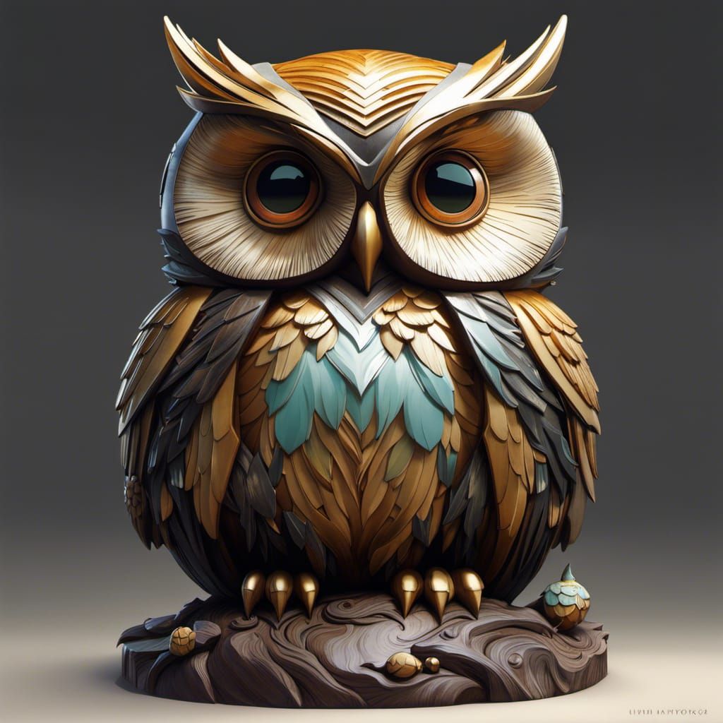 adorable anthropomorphic fat wise owlgod, sad eyes, detailed...