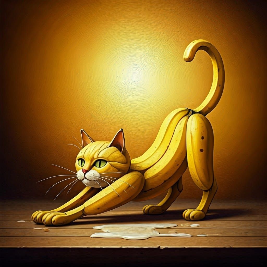 A cat made of banana   by @AlfredStephen