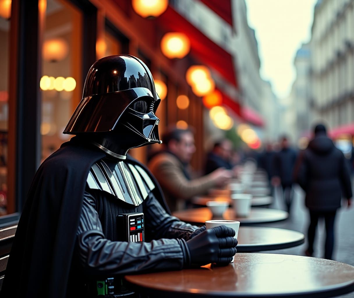 Darth Vader in a Street Café