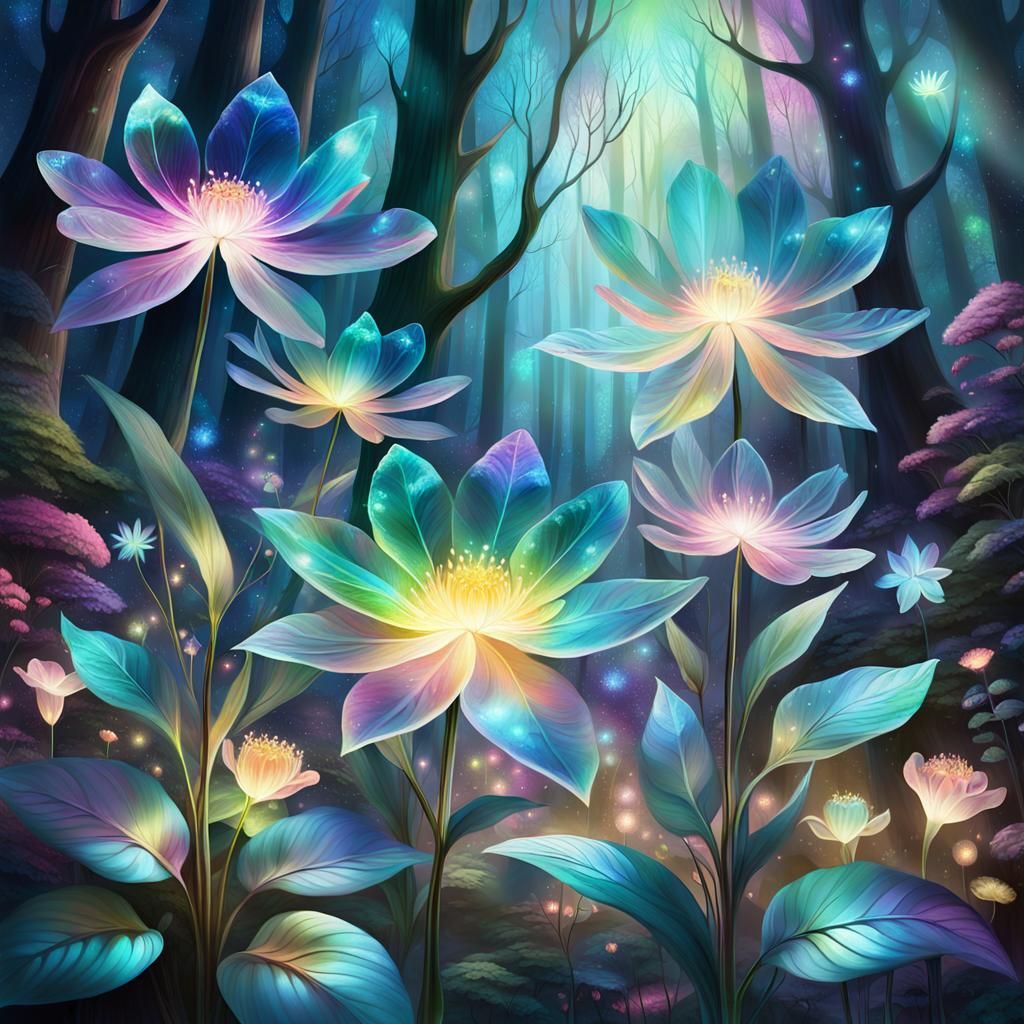 "Iridescent Flowers"  by @Chickadee