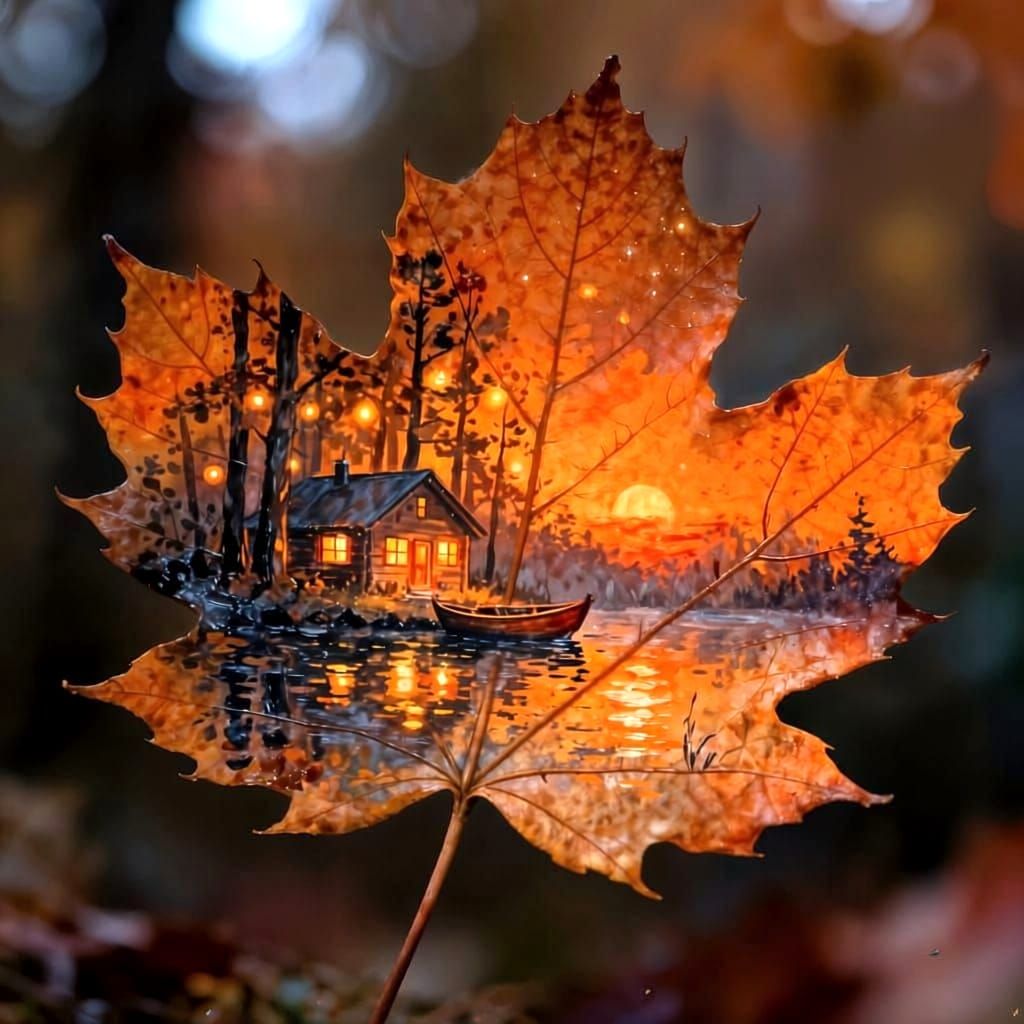 Autumn leaf painting  by @Marina