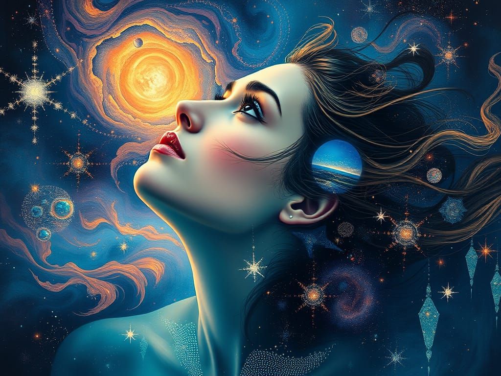Ethereal Goddess in Cosmic Dreamscapes