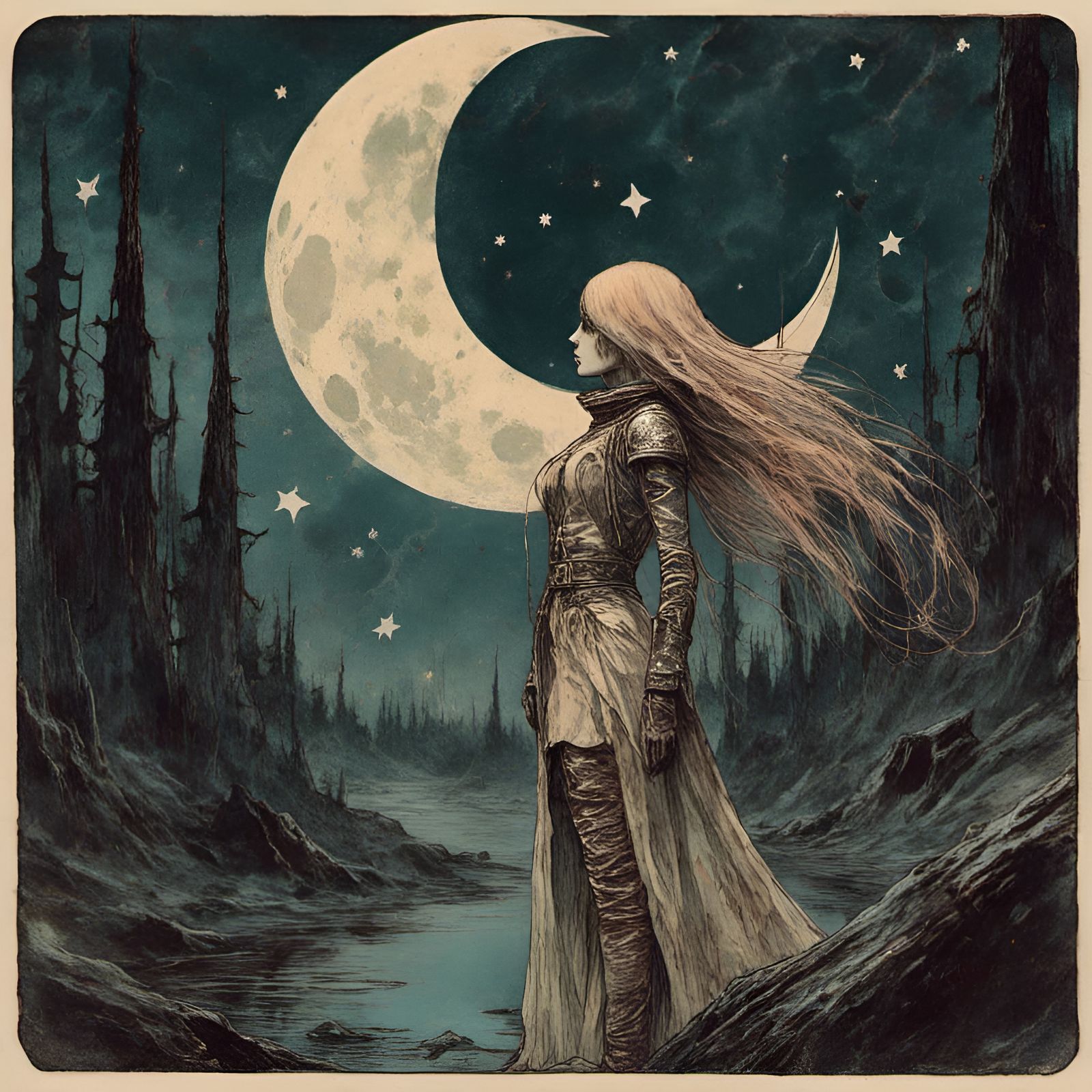 Soldier girl on foreign planet