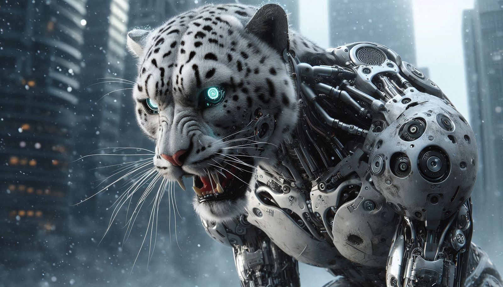 Mad Snow Leopard Cyborg