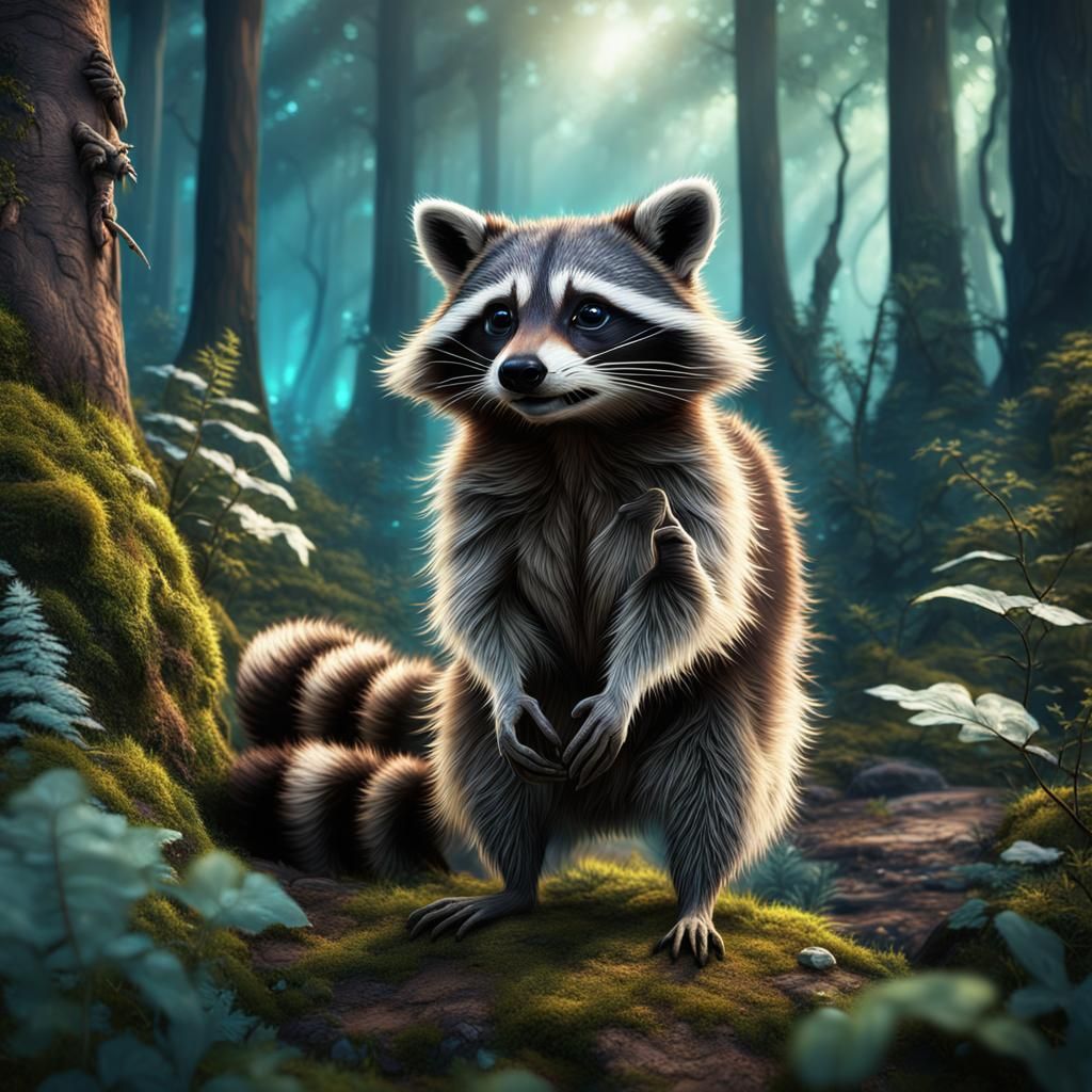 Racoon in the forest - AI Generated Artwork - NightCafe Creator