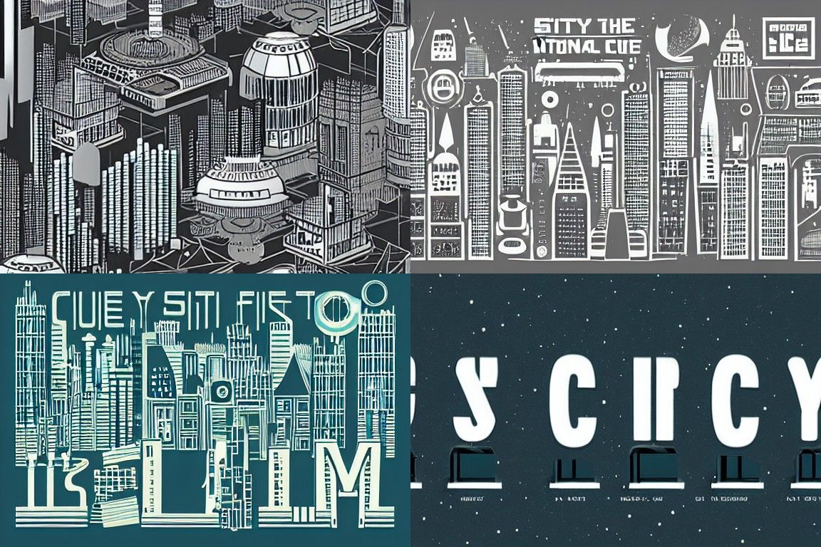 Sci-fi city in the style of International Typographic