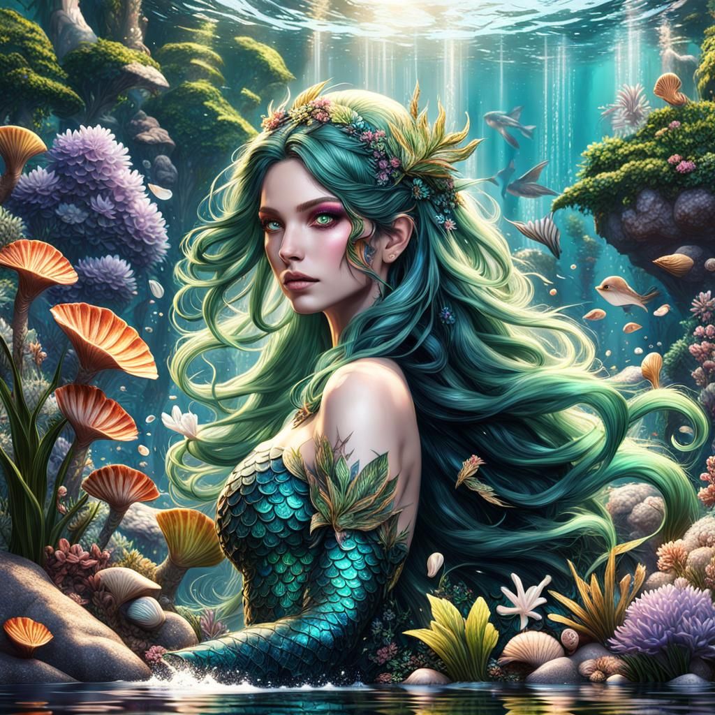 An Earth Mermaid 🌿🌊🧜‍♀️ - AI Generated Artwork - NightCafe