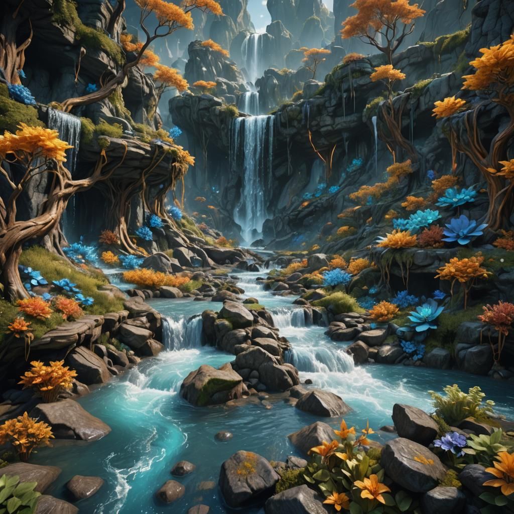 elemental magical water flowing