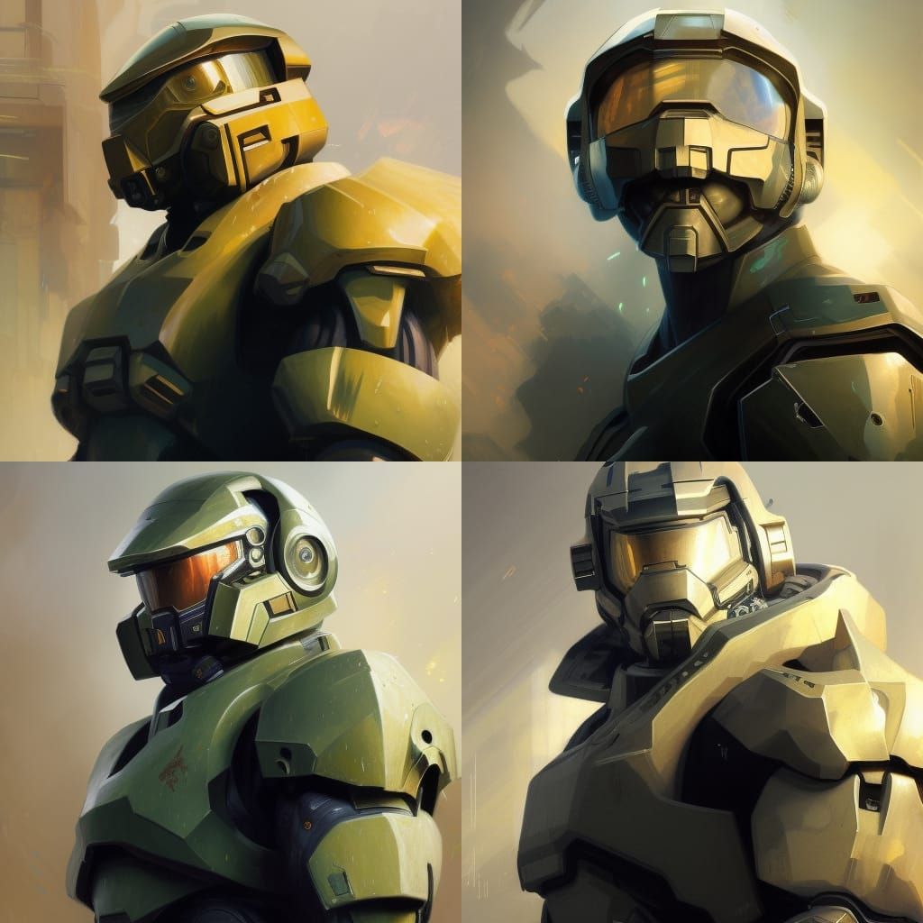 Master Chief head and shoulders portrait, 8k resolution conc...