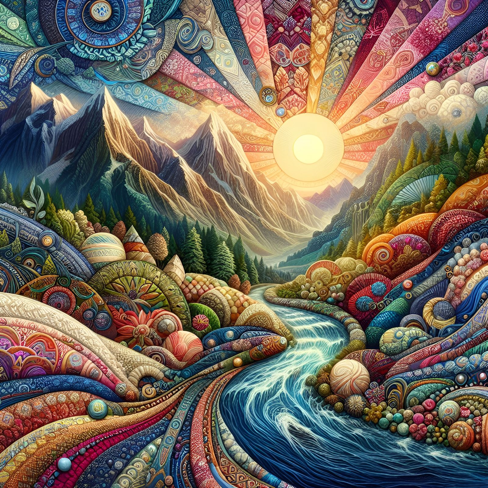 Fabric Collage Landscape (Bing) VII