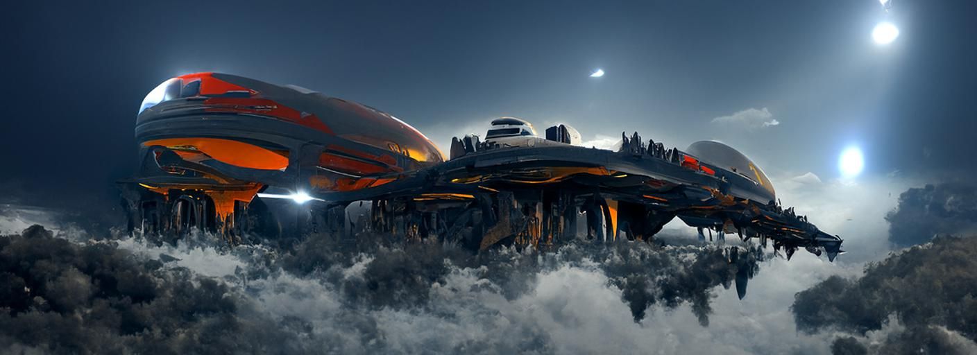 Huge Space Ship Over a Planet - AI Generated Artwork - NightCafe Creator