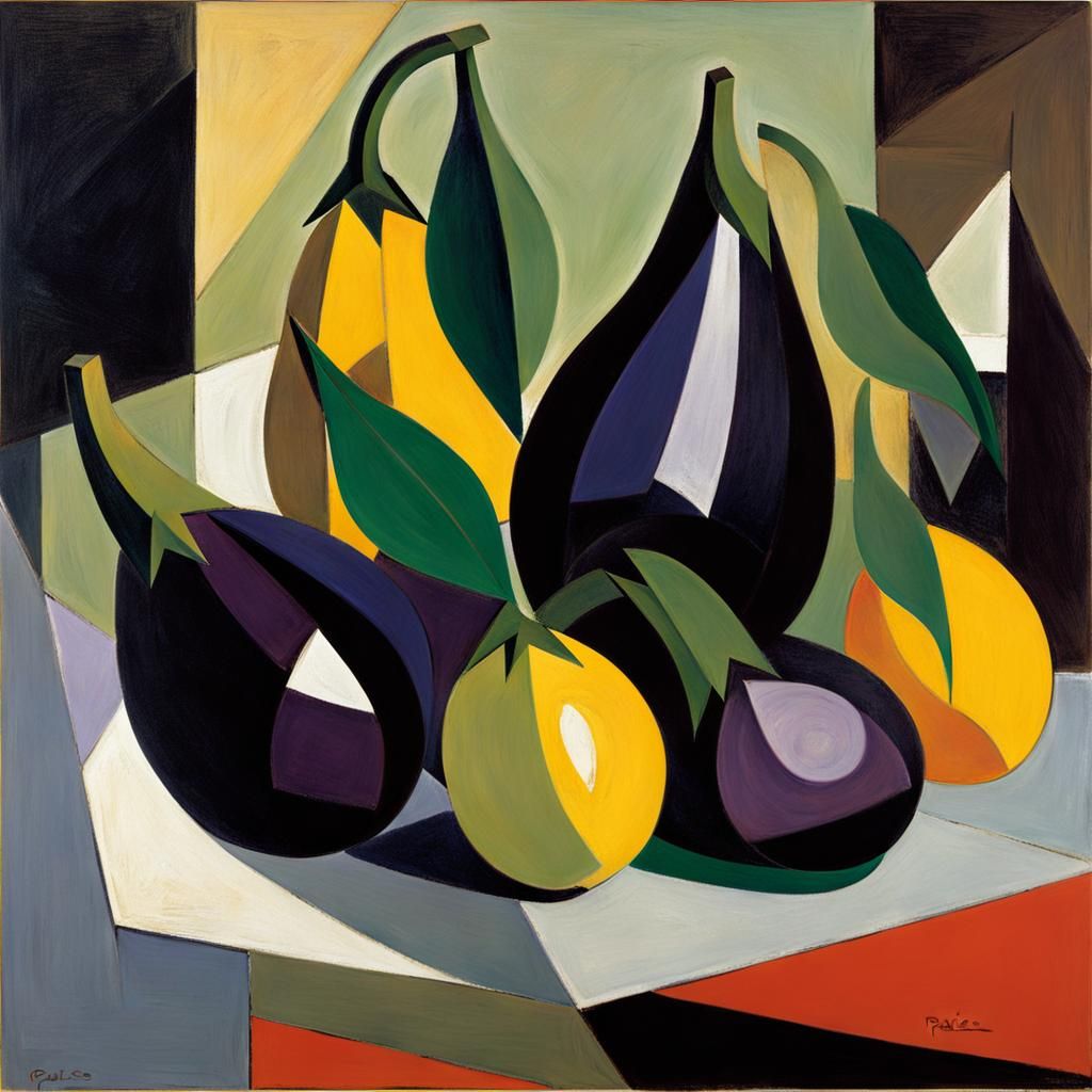 Cubist eggplants, Pablo Picasso