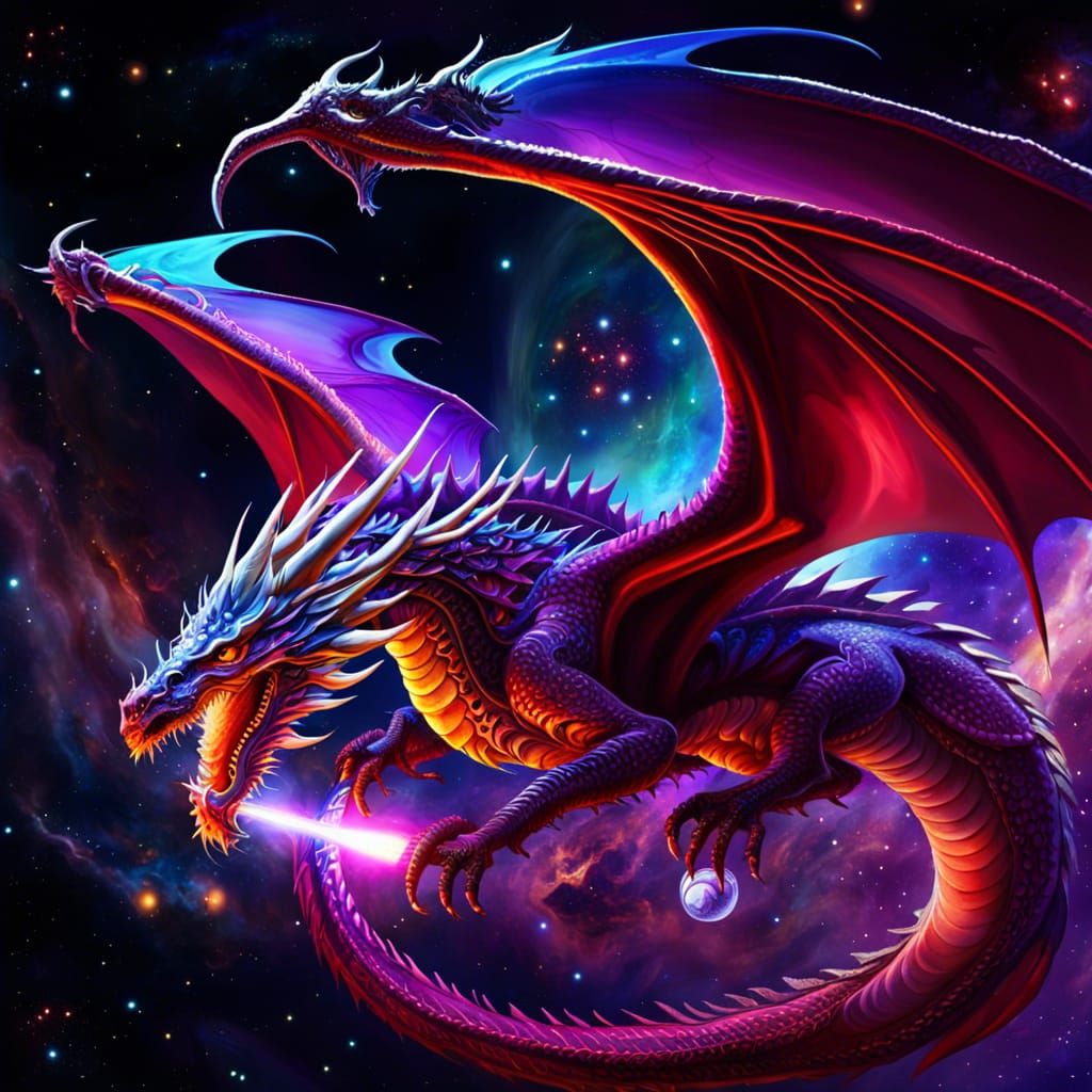The Cosmic Dragon v7 - AI Generated Artwork - NightCafe Creator