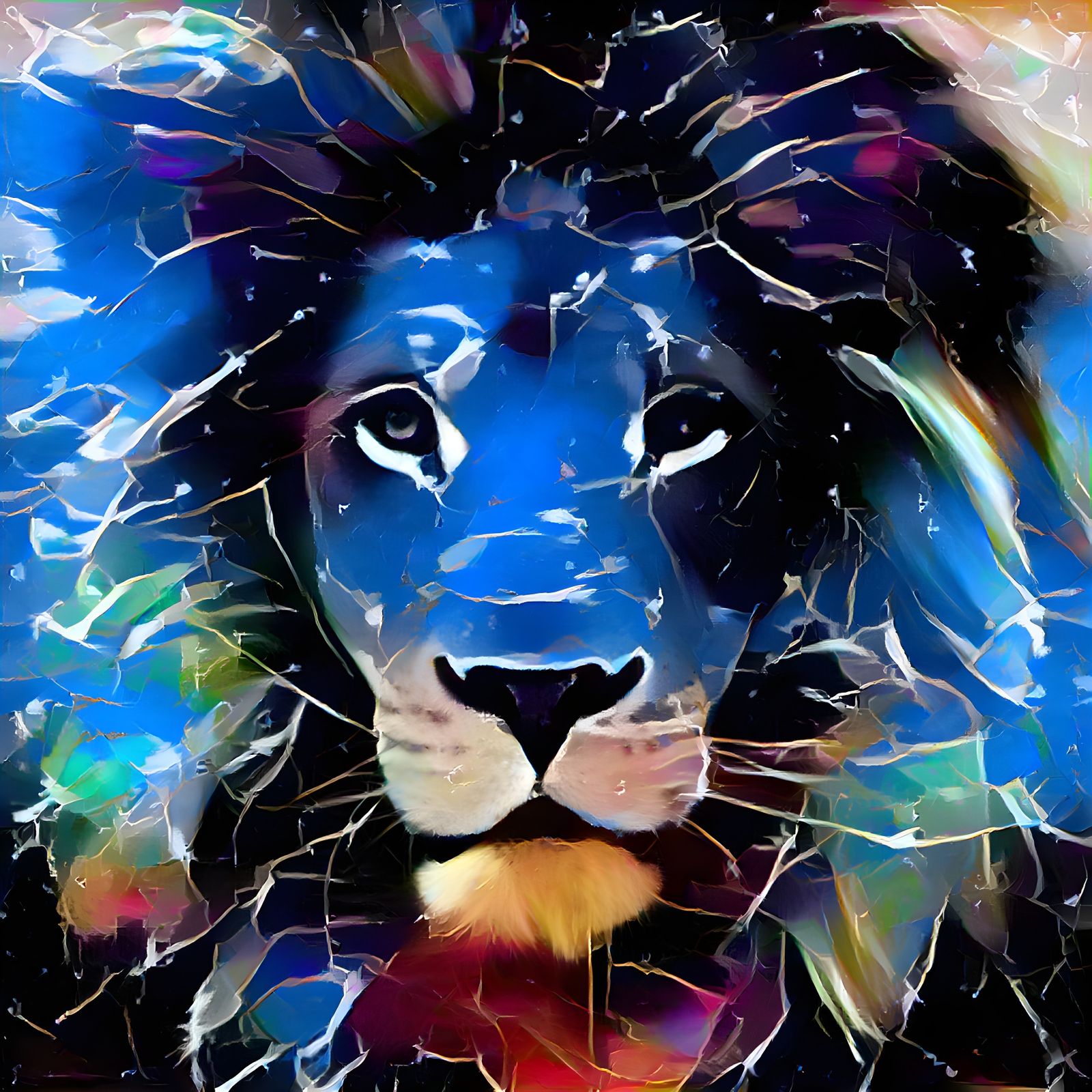 Blue Lion- Abstract Artwork