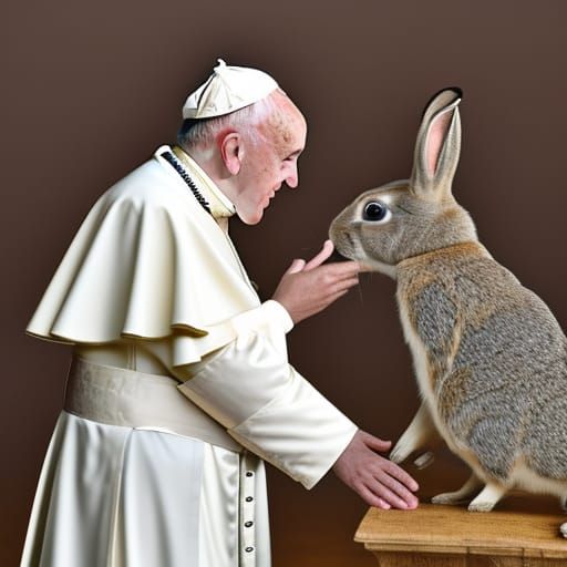 Pope Francis Kisses A Rabbit Ai Generated Artwork Nightcafe Creator