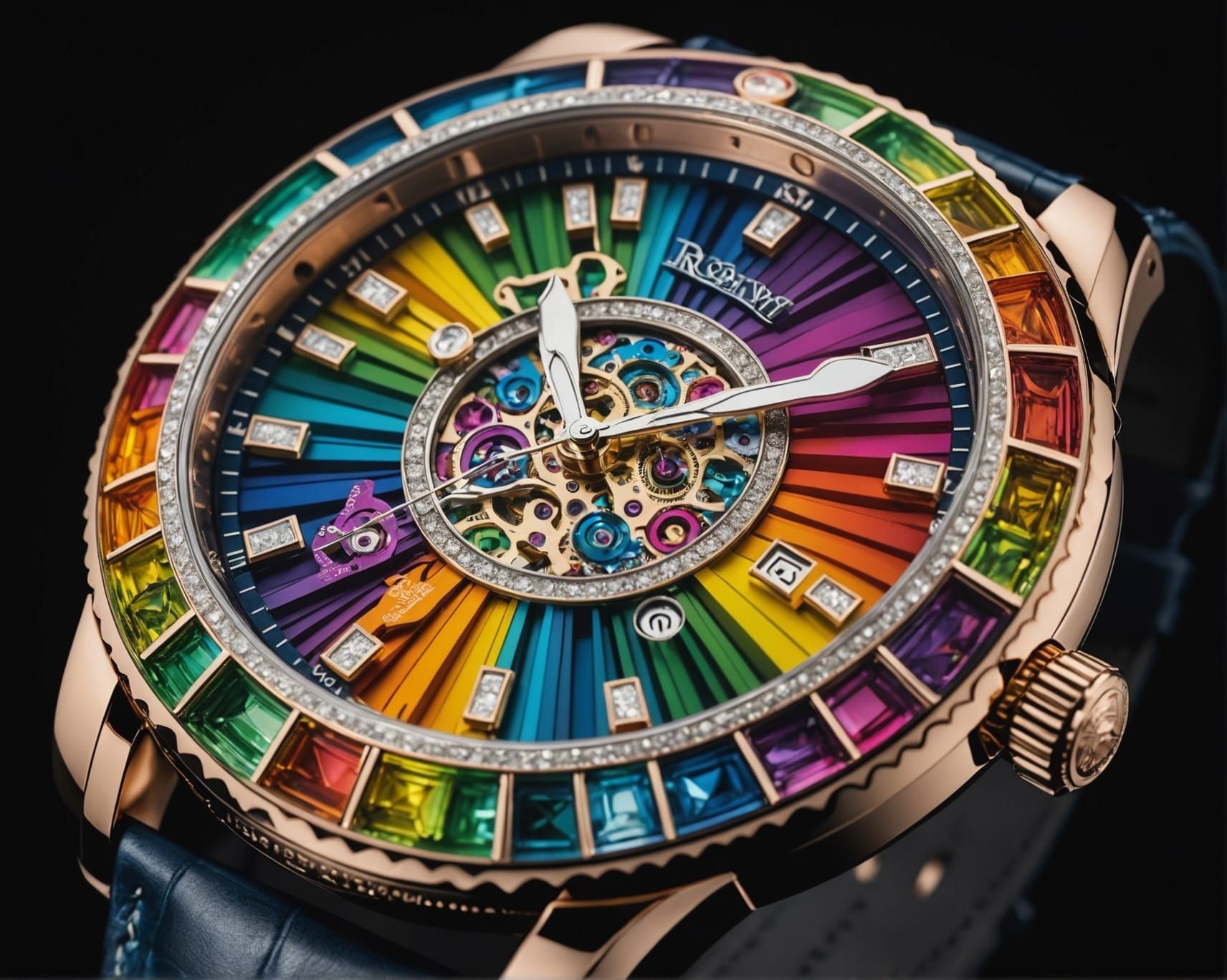 an Impressive Watch made with rainbow hyperealism hyperdetailled
