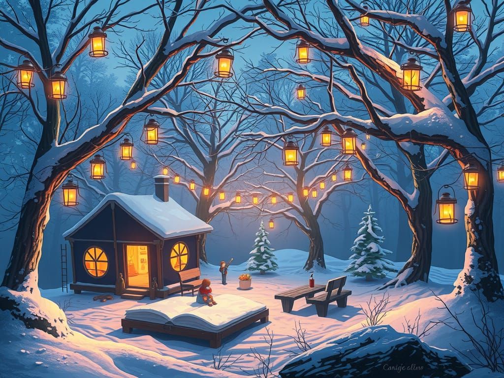 Winter Wonderland in Vibrant Anime-Inspired Style