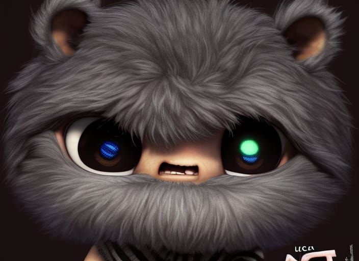Fluffy striped toaster monster