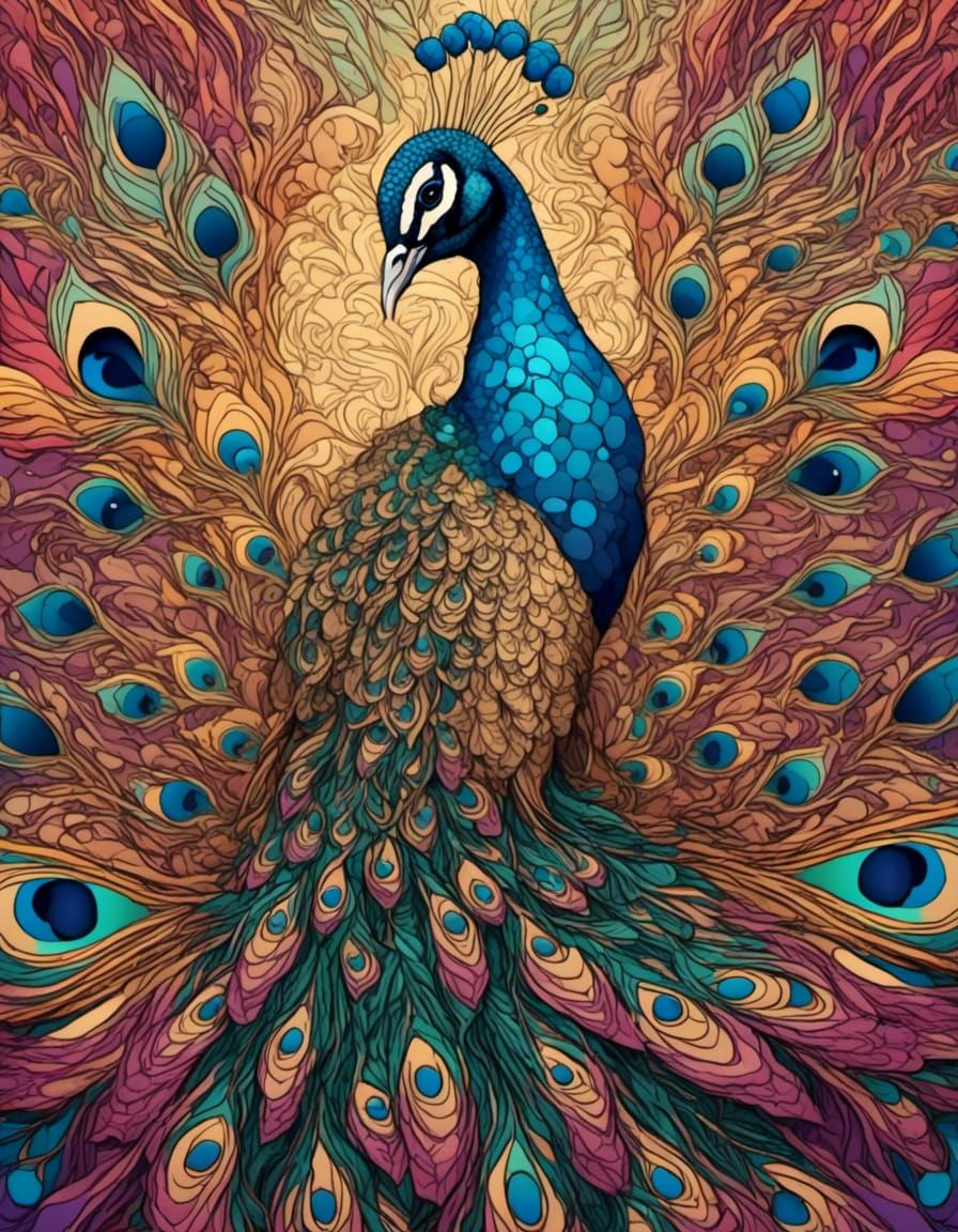 peacock, rainbow <lora:Selective Color Art:1.0> 