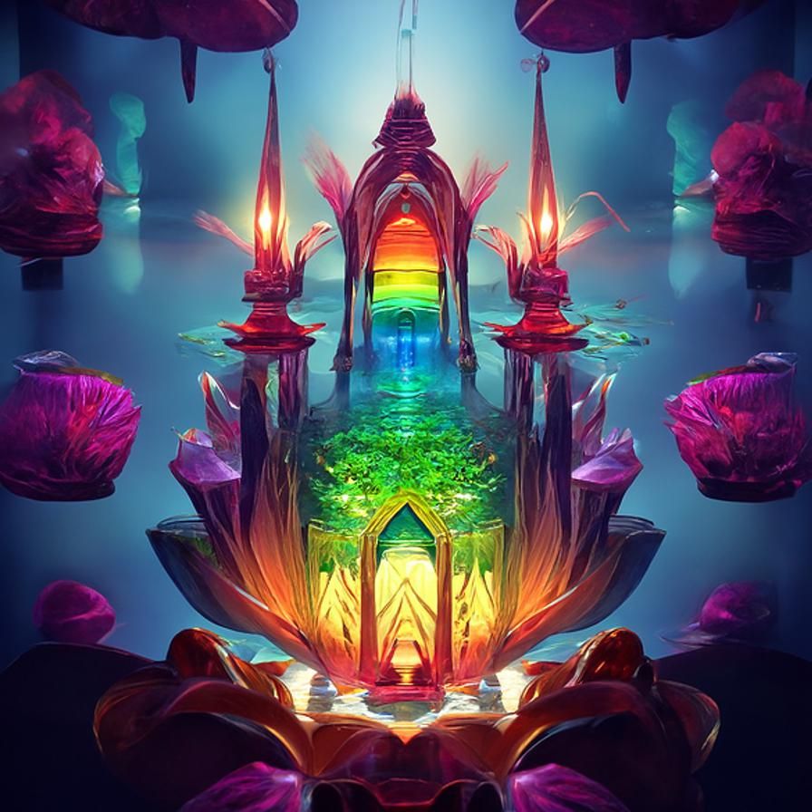 Rainbow Lotus Temple in Ethereal Fantasy Style