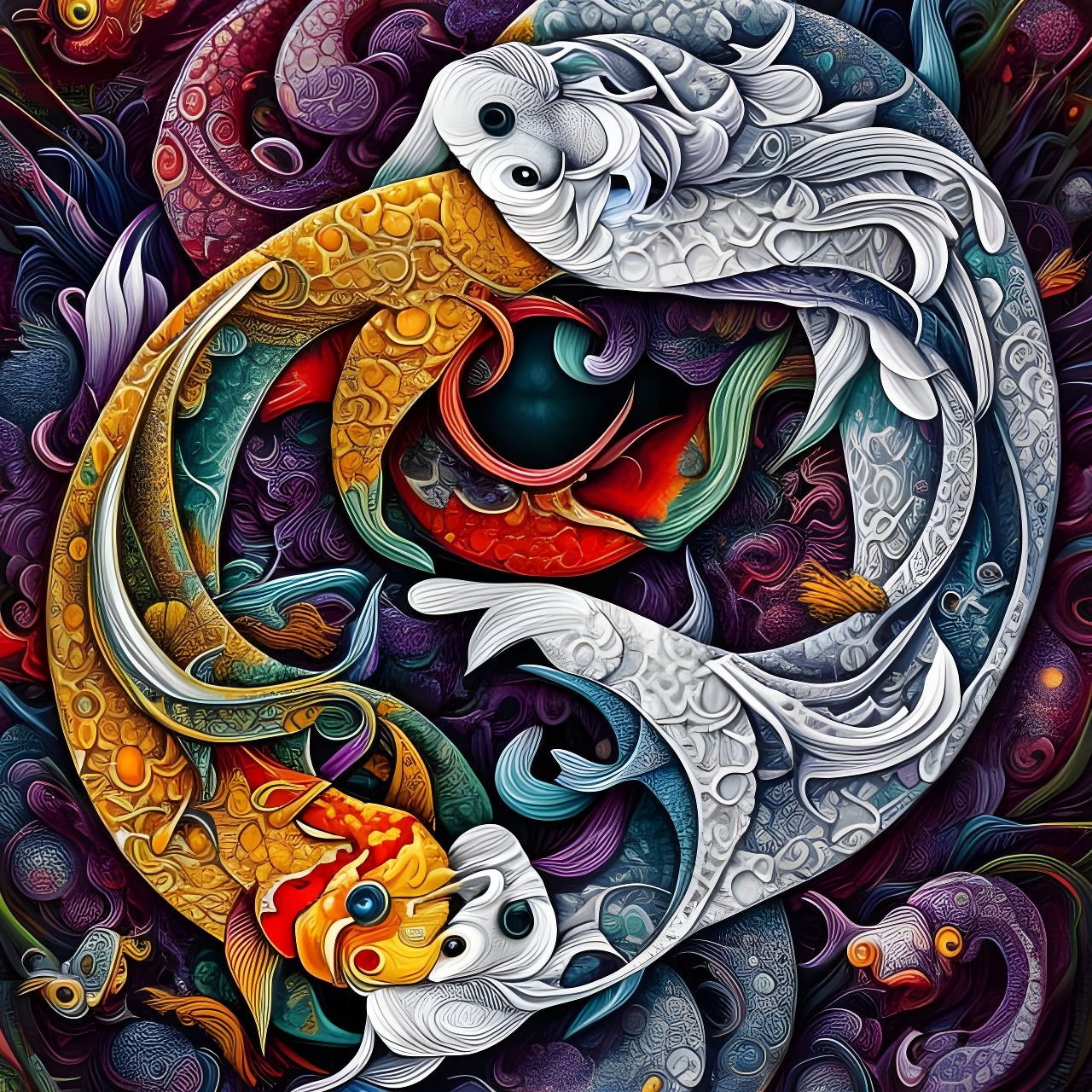 Koi Fish Yin Yang in Detailed Photoillustration