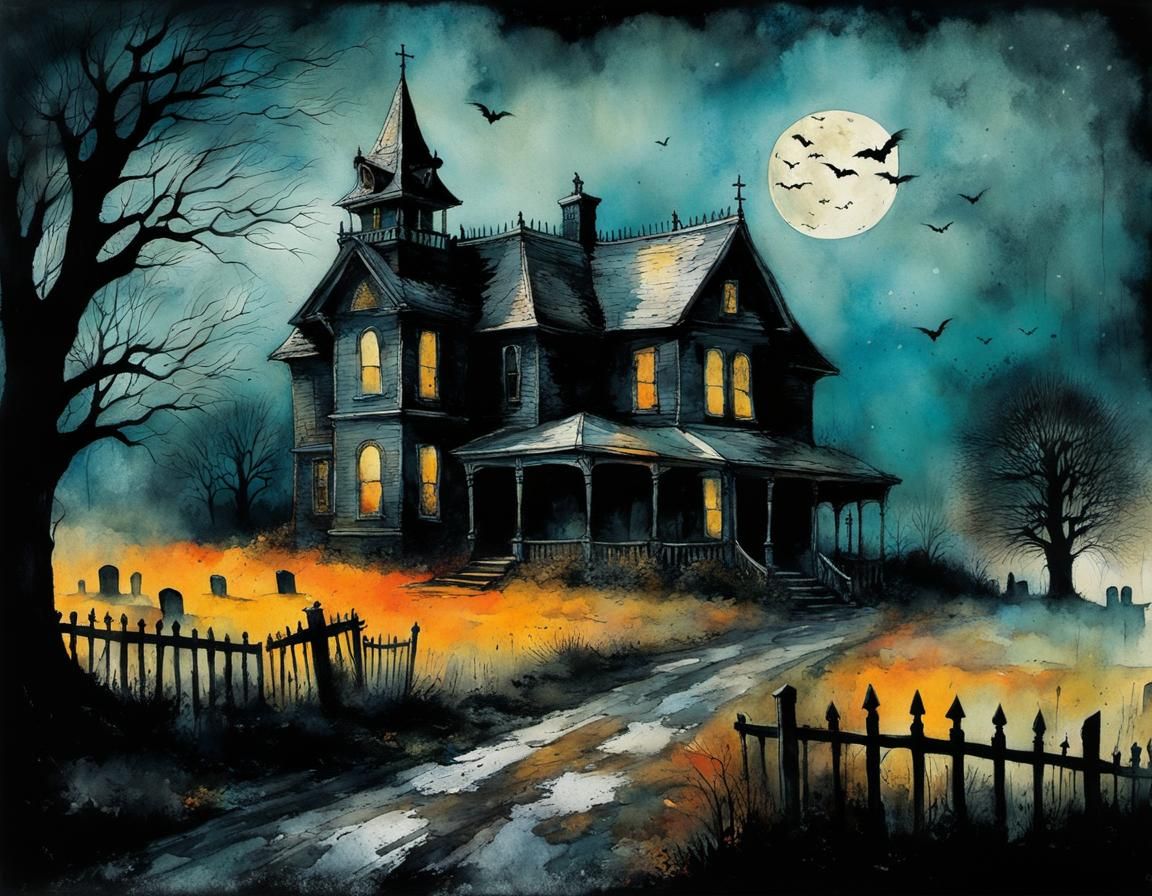 haunted house next to a country cemetery  by @Amy 