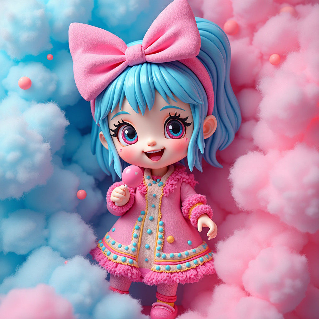 Person Eating Lollipop in 80s Pop Art Style