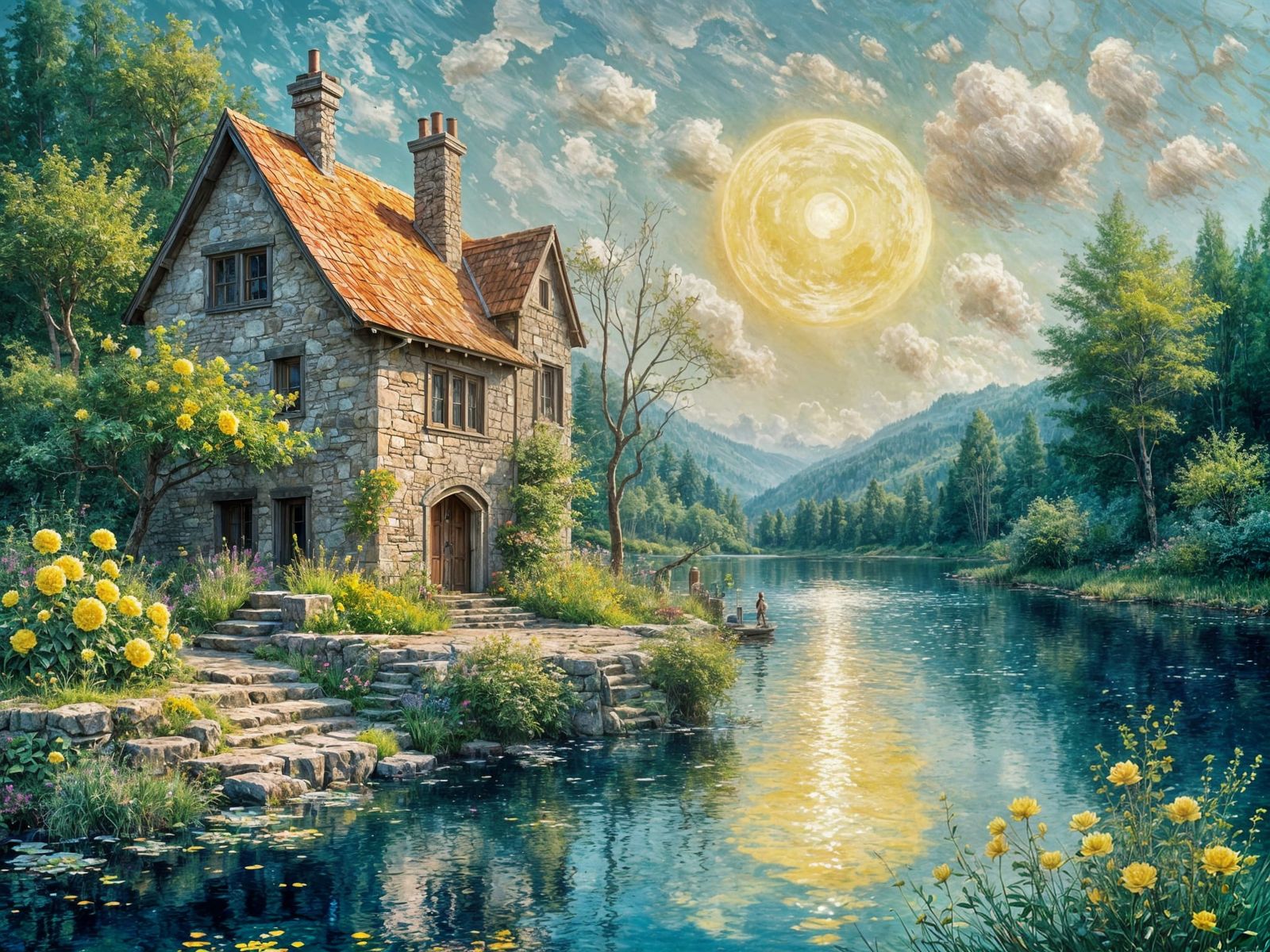 Cottage by the river  by @SpaceTsunami