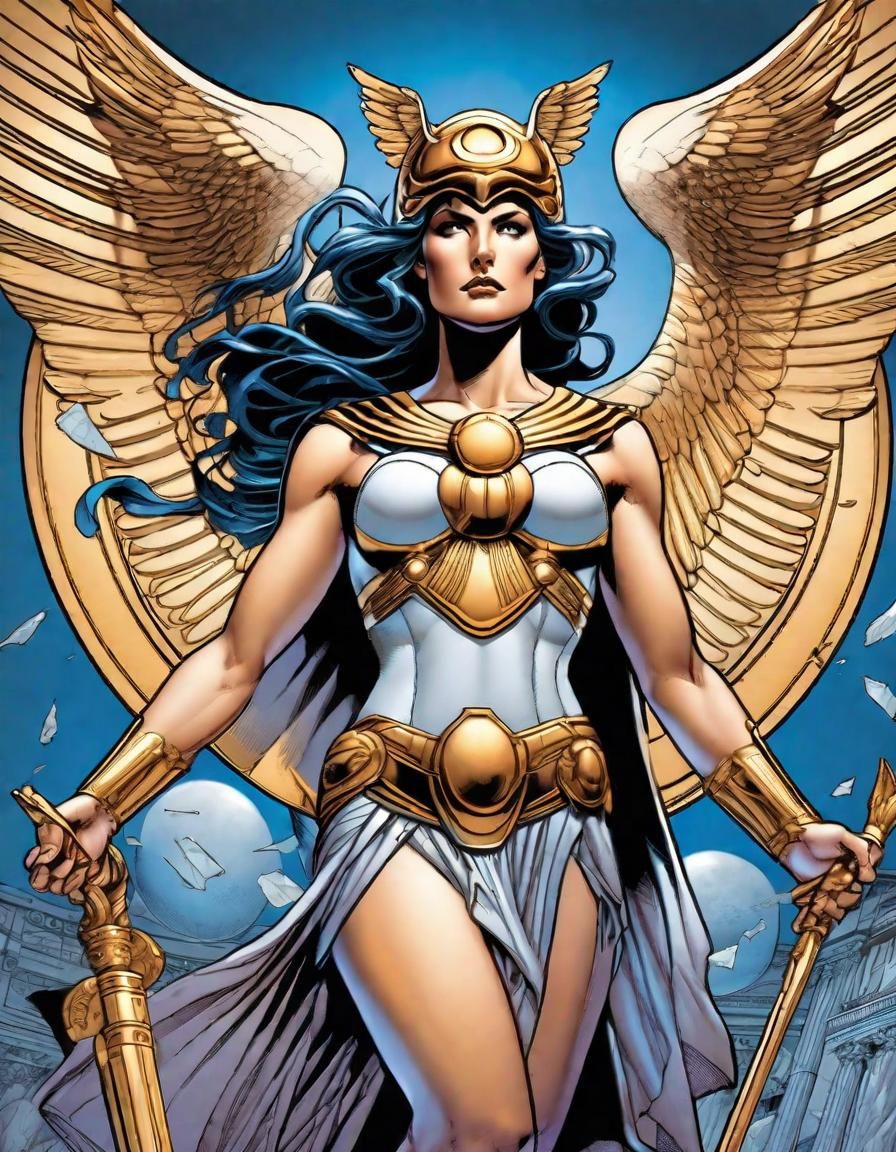 Athena, goddess of wisdom and courage in DC comic style.