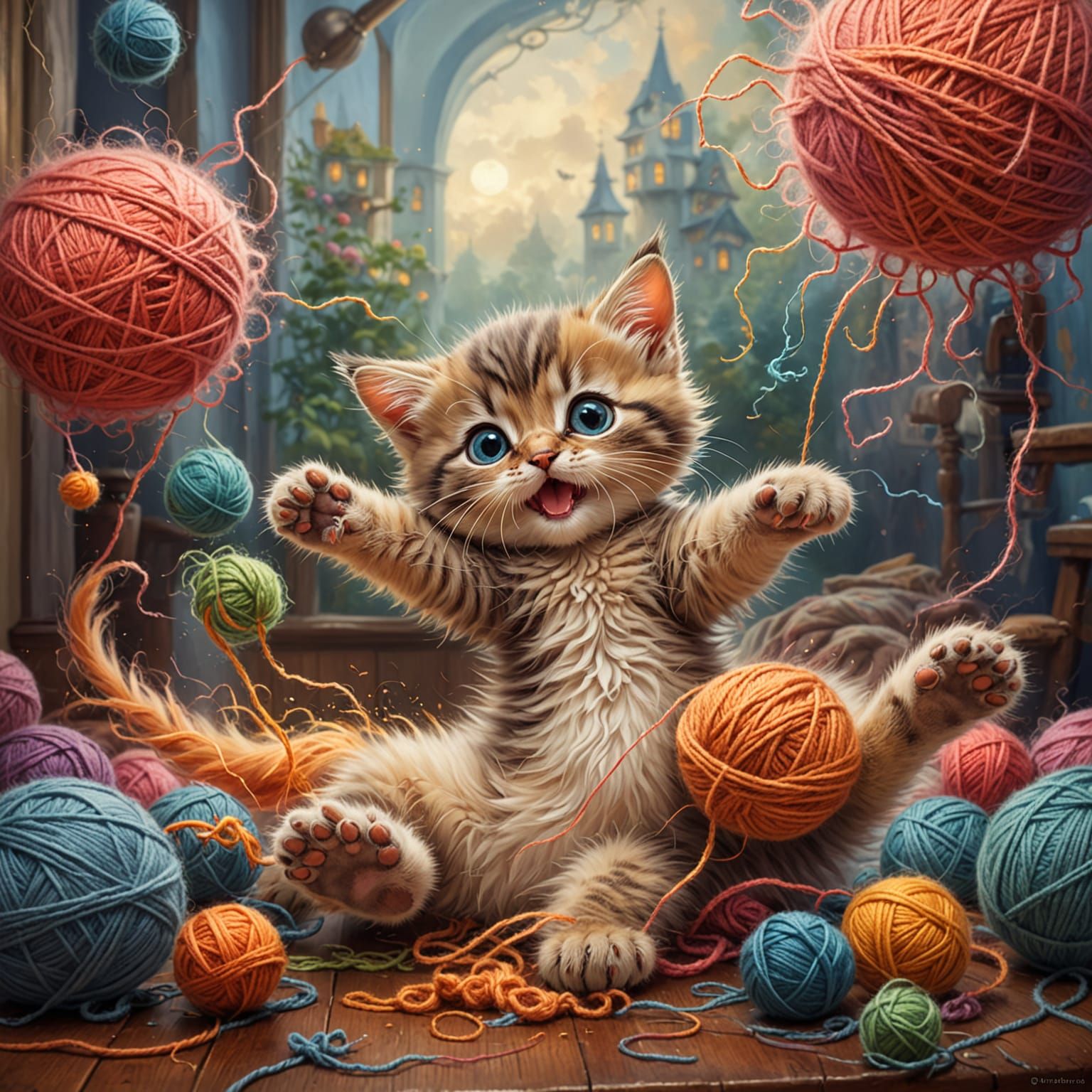 Kitten's Giant Yarn Ball 🧶🐾