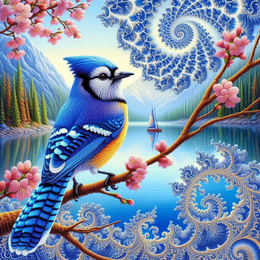 Bluejays, Fractal, Embroidery 🪡🐦